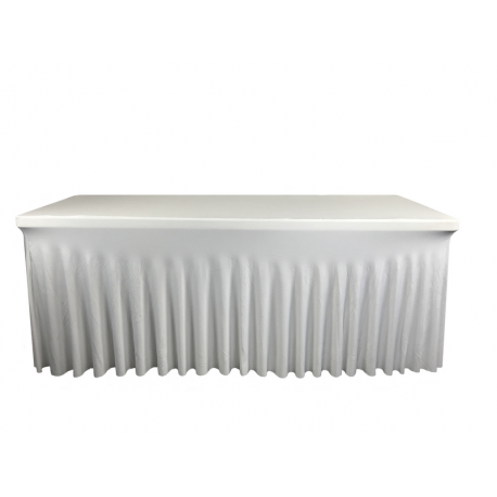 Nappe Blanche Juponnage pour Table Rectangle