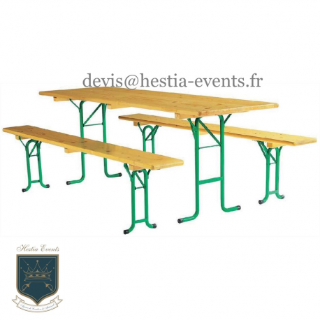 Table Rectangle en Bois avec 2 Bancs - Kermesse