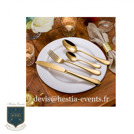 Couverts Réutilisables Dorés - 75 Pièces (25 Fourchettes, 25 Couteaux, 25 Cuillères) - Pour Fêtes, Mariage, Camping - Qualité Alimentaire